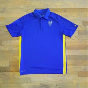 Nike Dri-Fit LA Rams Retro Logo Polo Blue Yellow Men's Medium